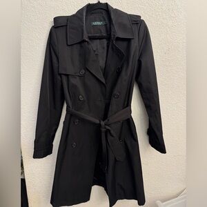Ralph Lauren Black Trench Coat Classic Design